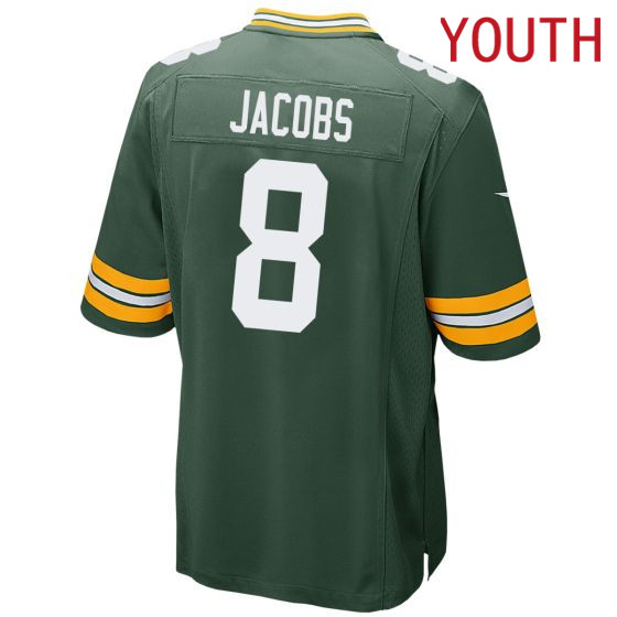 Youth Green Bay Packers 8 Josh Jacobs Nike Home Game green 2024 NFL Jersey